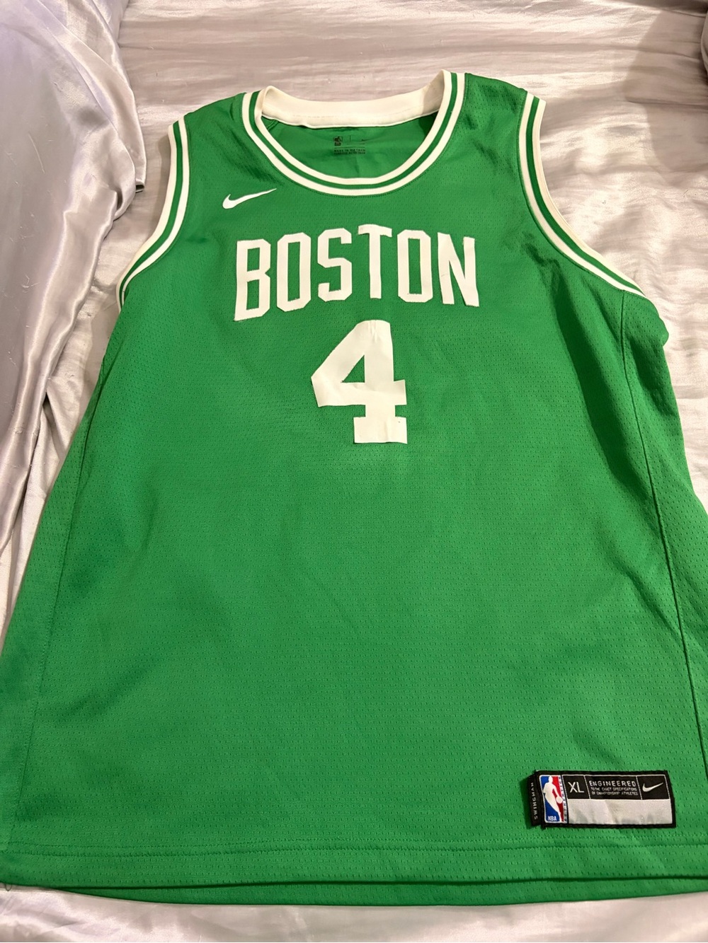 Nike Green Boston #4 Basketball Jersey with White Accents